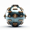 Luxurious Geometry: Blue Sphere With Bolts - 3d Bomb On Isolated White Background