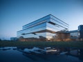Ai generated a modern glass building with a stunning waterfront view