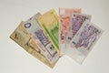 Photo of money from several countries with white background Royalty Free Stock Photo