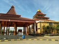 photo of a mosque and a pavilion located in the KM 149 rest area, Bandung-Indonesia.  March 14, 2021 Royalty Free Stock Photo