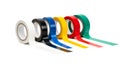 Photo multi colored insulating tapes on a white background