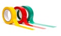 Photo multi colored insulating tapes on a white background