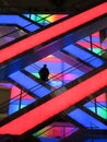 Pretty Multicolored Escalators at a Shopping Mall Royalty Free Stock Photo