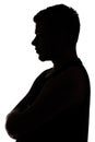 Photo of muscular man's silhouette in profile