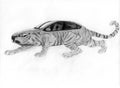 Photo of my own work - pencil draving fine art - Car with the tiger legs and tail Royalty Free Stock Photo