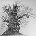 Photo of my own work - pencil draving fine art - tree Royalty Free Stock Photo