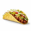 Delicious Taco With Meat And Toppings On A White Background