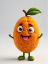 Photo Of A Needle-Felted Cartoon Mango Character Isolated On A White Background. Generative AI