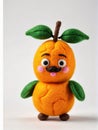 Photo Of A Needle-Felted Cartoon Mango Character Isolated On A White Background. Generative AI