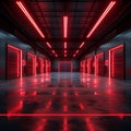 Photo Neon lit futuristic garage, bathed in striking red lighting ambiance