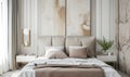 a photo of a neutrally decorated interior bedroom Royalty Free Stock Photo