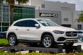 Photo of a new Mercedes SUV for sale at a dealership Royalty Free Stock Photo