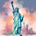 photo of New York many graffiti Statue of Liberty generative AI