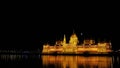 Night view of the building of the Hungarian Parliament in Budapest, Hungary Royalty Free Stock Photo