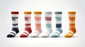 Minimalist Optical Illusion: Striped Socks On White Background