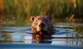 photo of nutria in water. Generative AI Royalty Free Stock Photo
