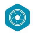 Photo objective icon, simple style