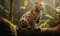 photo of ocelot in its natural habitat. Generative AI