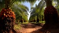Photo oil palm agricultural garden is bearing Generate AI