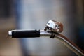 Photo of old bicycle handle bar and bell. Royalty Free Stock Photo