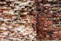 Photo of an old brick wall facet. Background.