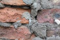 Macro photo of old broken brick wall, background or texture concept Royalty Free Stock Photo