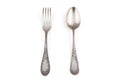 Photo of old silver fork and spoon Royalty Free Stock Photo