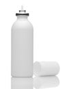 Photo of one abstract blank white spray bottle isolated on white background, aerosol spray can, metal or aluminium bottle without Royalty Free Stock Photo