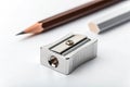 Photo of one pencil-sharpener on a over white background Royalty Free Stock Photo