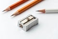 Photo of one pencil-sharpener on a over white background Royalty Free Stock Photo