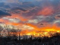 Orange and Gray Sunset in Winter in January