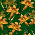 Photo orange Lily. Seamless pattern.