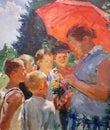 Botany Lesson painting by Soviet artist Arkady Plastov 1969