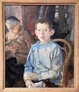 Kolya in a light blue shirt. Painting by Soviet artist Arkady Plastov