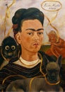 Photo of the original painting `Self-portrait with Small Monkey` by Frida Kahlo. Frameless