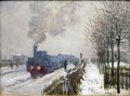 Photo of the original painting `Train Engine in the Snow`by Claude Monet Royalty Free Stock Photo