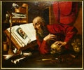 Photo of the original painting by the unknown medieval Flemish painter: `Saint Jerome in his study'