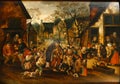 Photo of the original painting by workshop of Pieter Brueghel the Younger: `The Blind Hurdy-Gurdy Player`