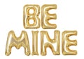 Photo overlay of Gold Foil Balloons with the words be mine