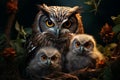 Photo of an Owl and owlets in macro photography