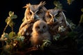 Photo of an Owl and owlets in macro photography