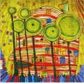 Photo of the painting: `Blobs Grow in Beloved Gardens` by Hundertwasser Royalty Free Stock Photo