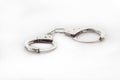 Photo of a pair of handcuffs isolated on a white background