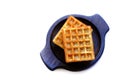 Viennese waffles on wooden plate