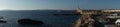 Photo panorama. A look at the Rozi Wreck diving site, where the wreckage of the sunken Tug Boat Rozi is located. Cirkewwa,Malta