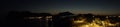 Photo panorama. Magnificent view of the coast of the village of Kolimpia at night. Rhodes, Greece