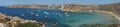 Photo panorama. Magnificent views of Riviera Beach and the small watchtower Ghajn Tuffieha Tower, Mellieha, Malta.