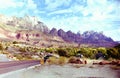 ZION NATIONAL PARK, UTAH PANORAMA * OCTOBER 27, 2001 Royalty Free Stock Photo