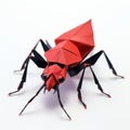 Eye-catching Origami Red Insect On White Background