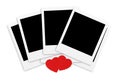 Photo papers card and red hearts isolated Royalty Free Stock Photo